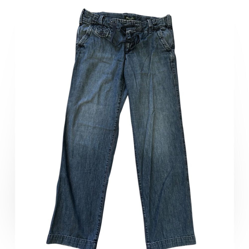 Eddie Bauer wide leg Blue Relaxed Jeans with drawstring waist 10